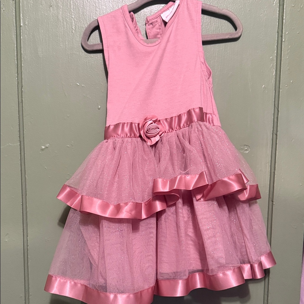 Little Lass Pink Layered Tulle Dress